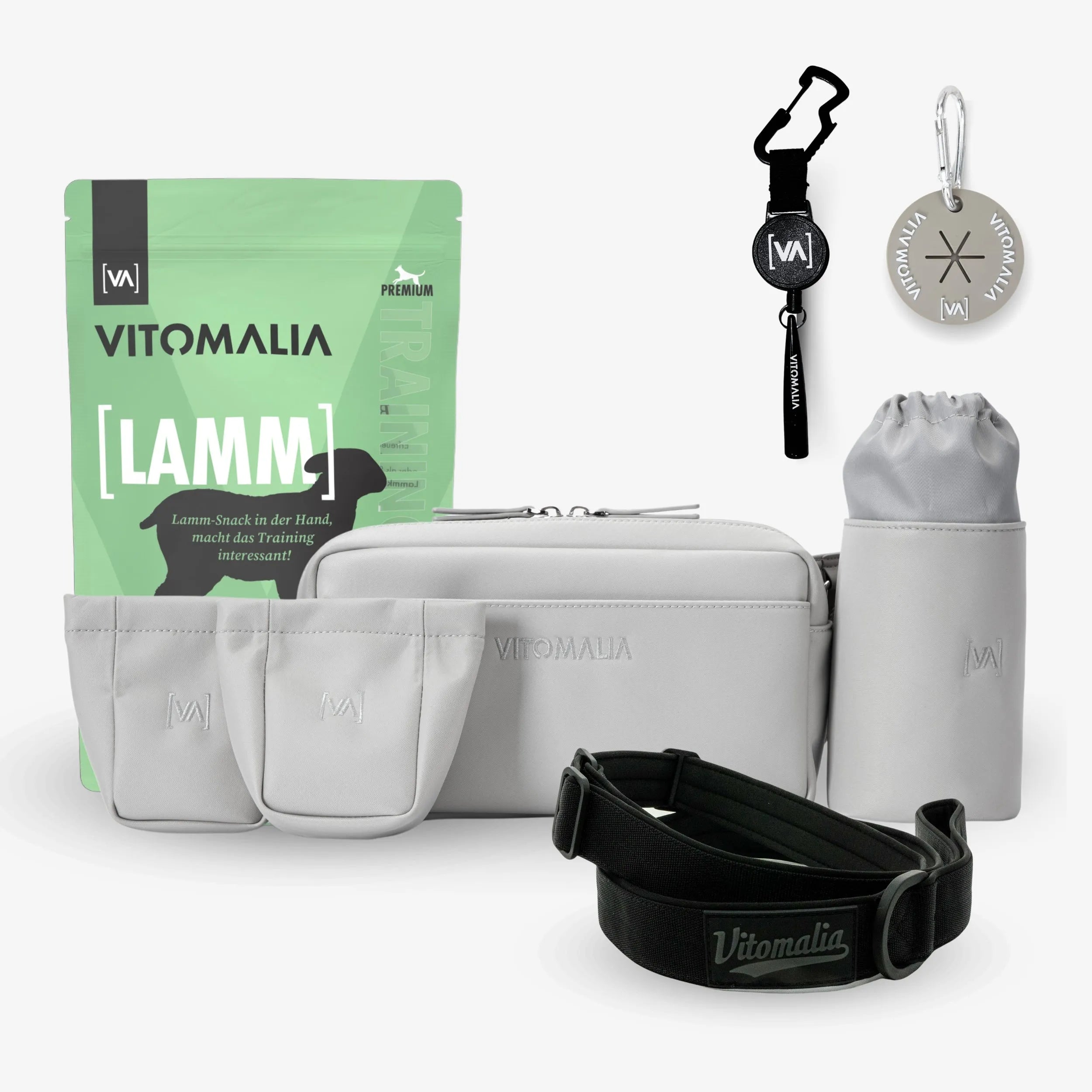 Bundle - Gassi-Komplett-Set-Grau-Lamm – Mit praktischer Bauchtasche