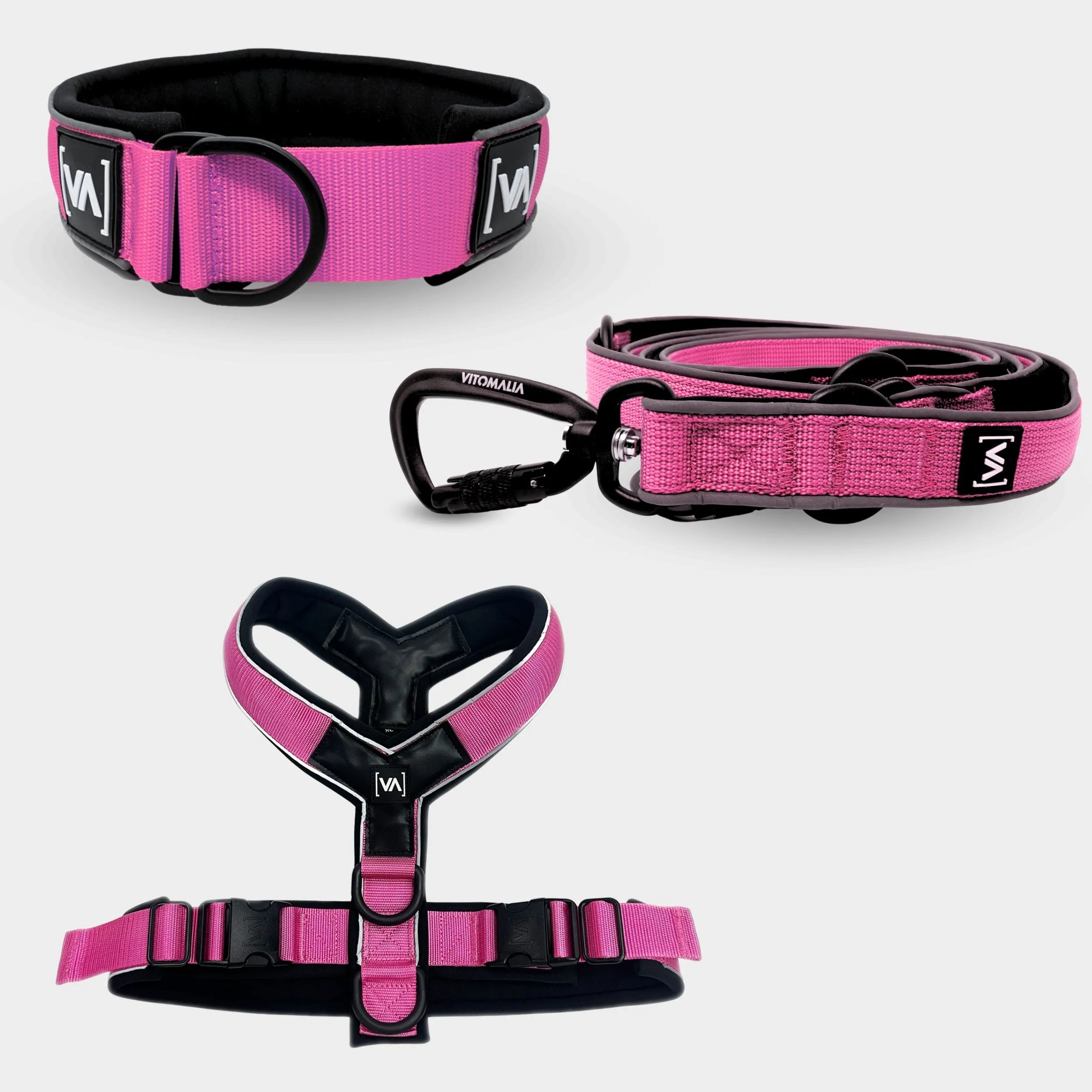 Bundle Easy Go Edition Pink Set - collar con tope de tracción + Arnés en Y + Correa para perro ajustable Correa para perro de 2,2 m