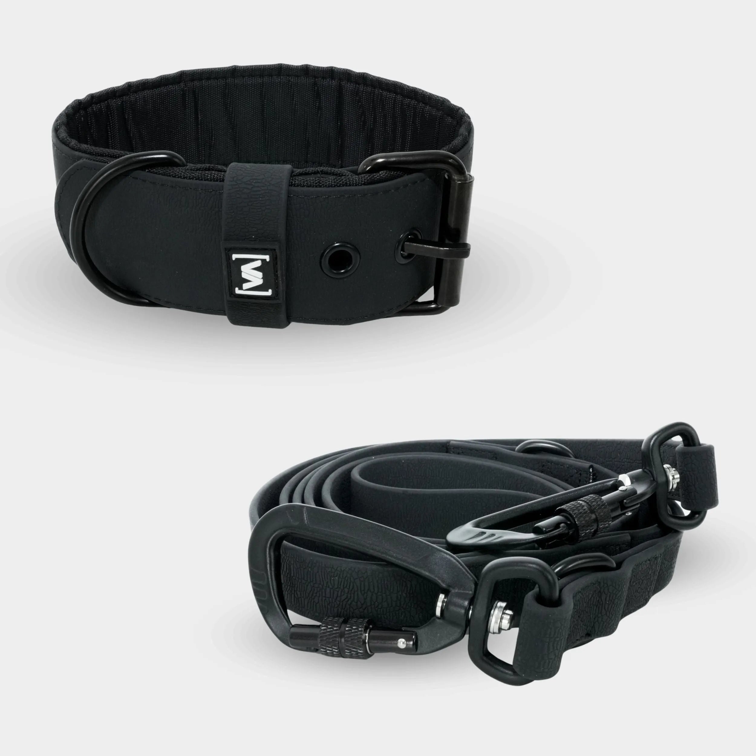Bundle Aqua Edition Black Set - Collar + 2.2m triple adjustable Dog Leash