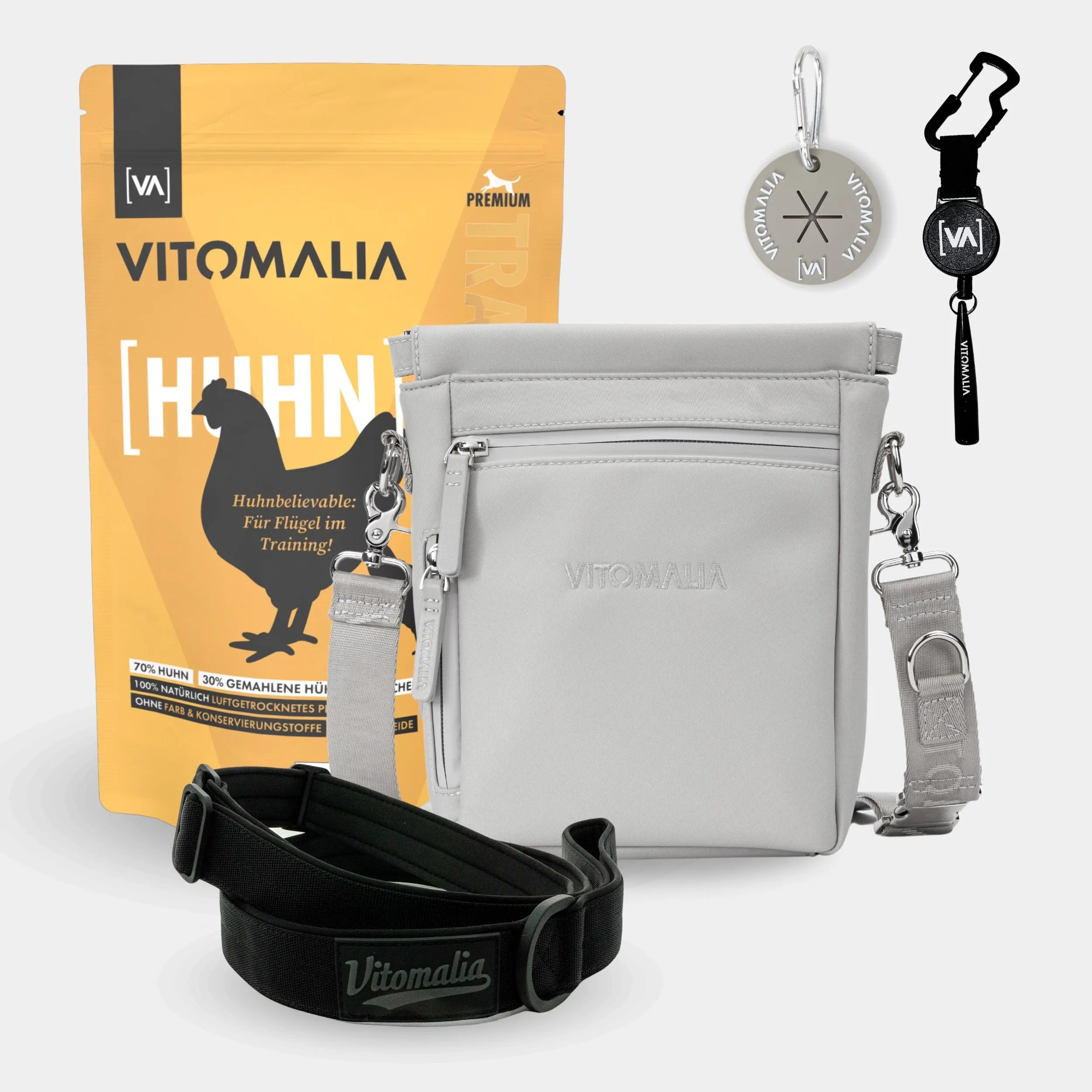 Bundle - Gassi-Komplett-Set-Grau-Huhn – Mit stilvoller Umhängetasche