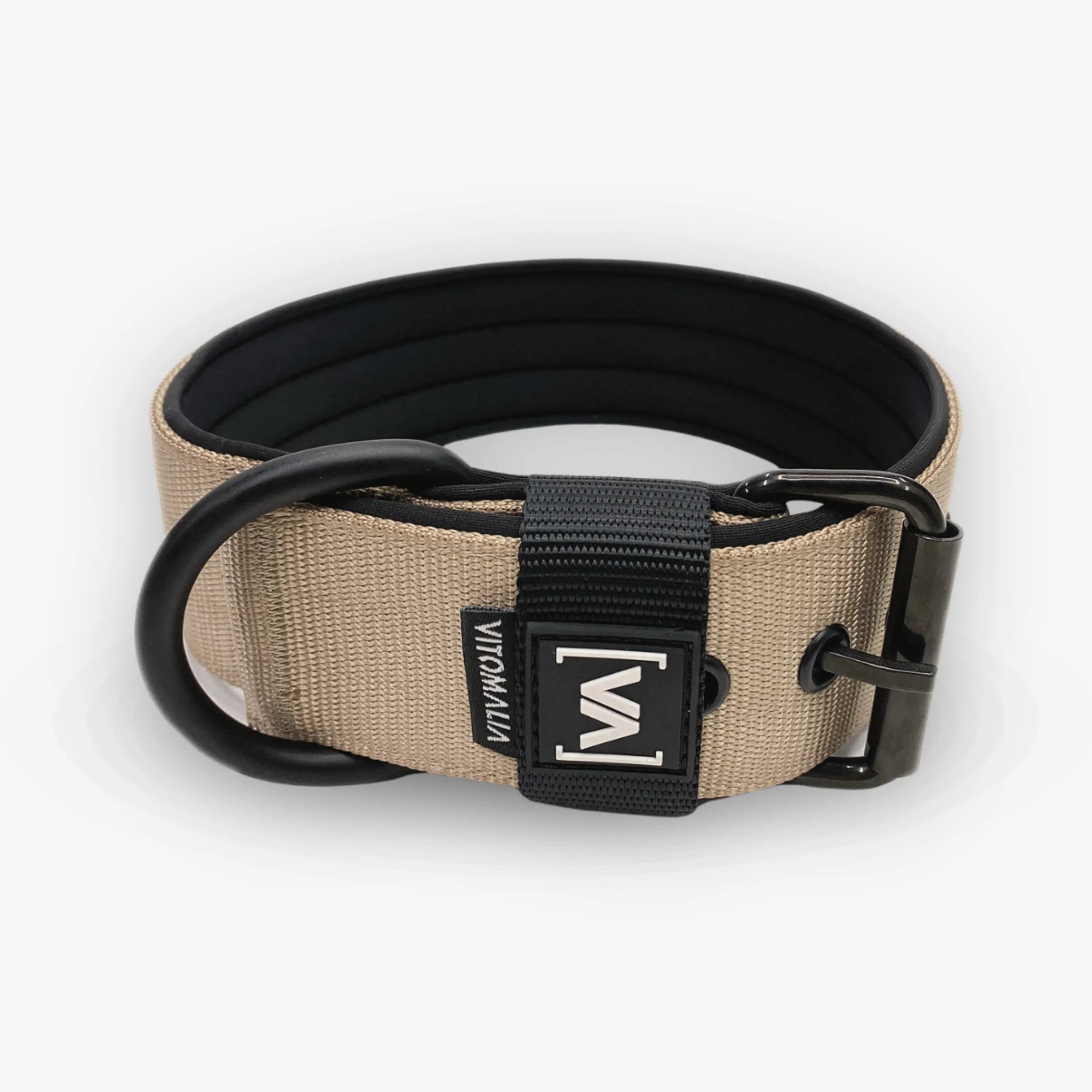 Klassisches Hundehalsband mit abstehender Innenfütterung - Nero Beige