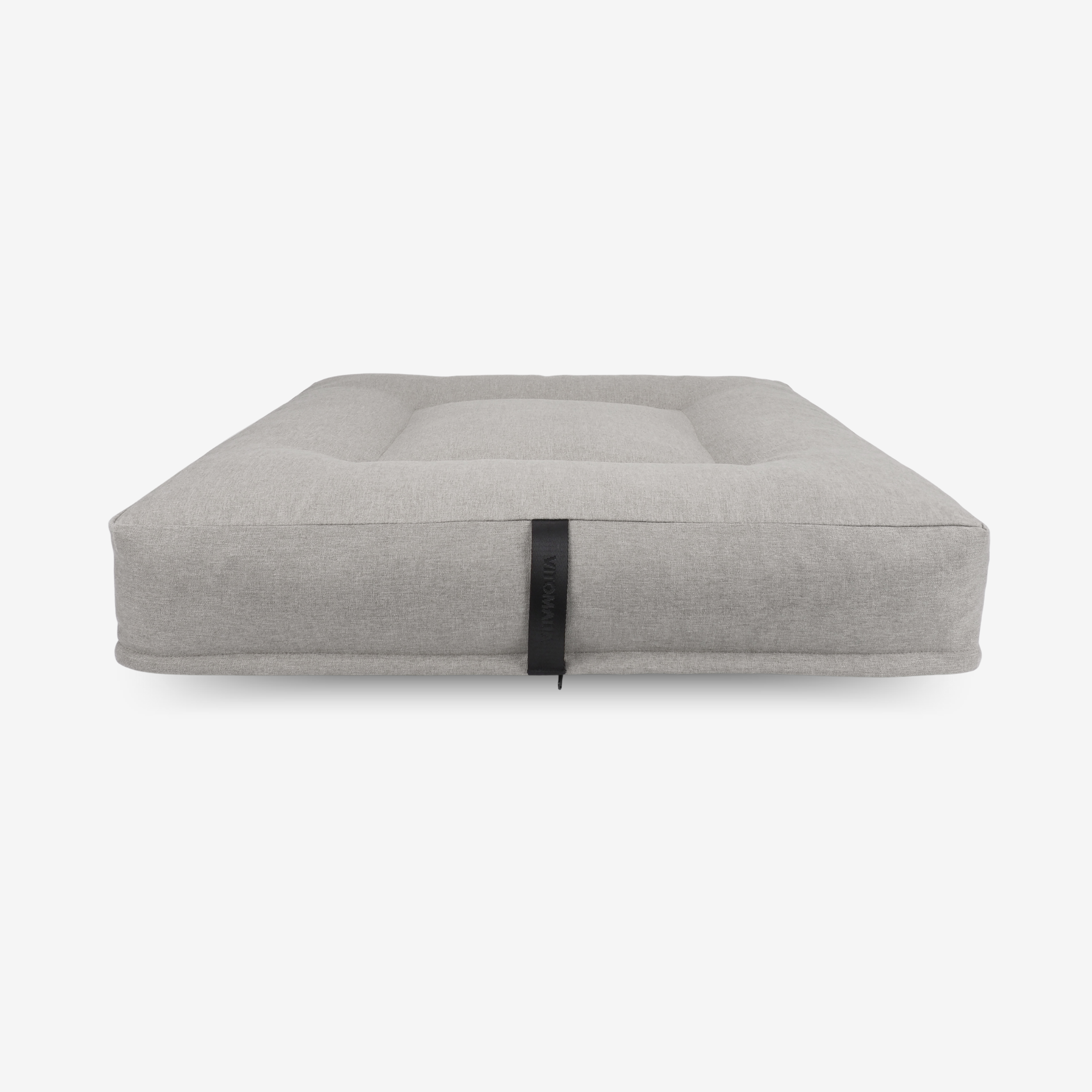 Ergonomic square dog cushion - RePET Linen in light grey