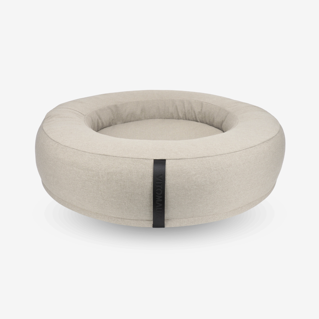 Orthopaedic donut Dog Bed - RePET Linen in beige