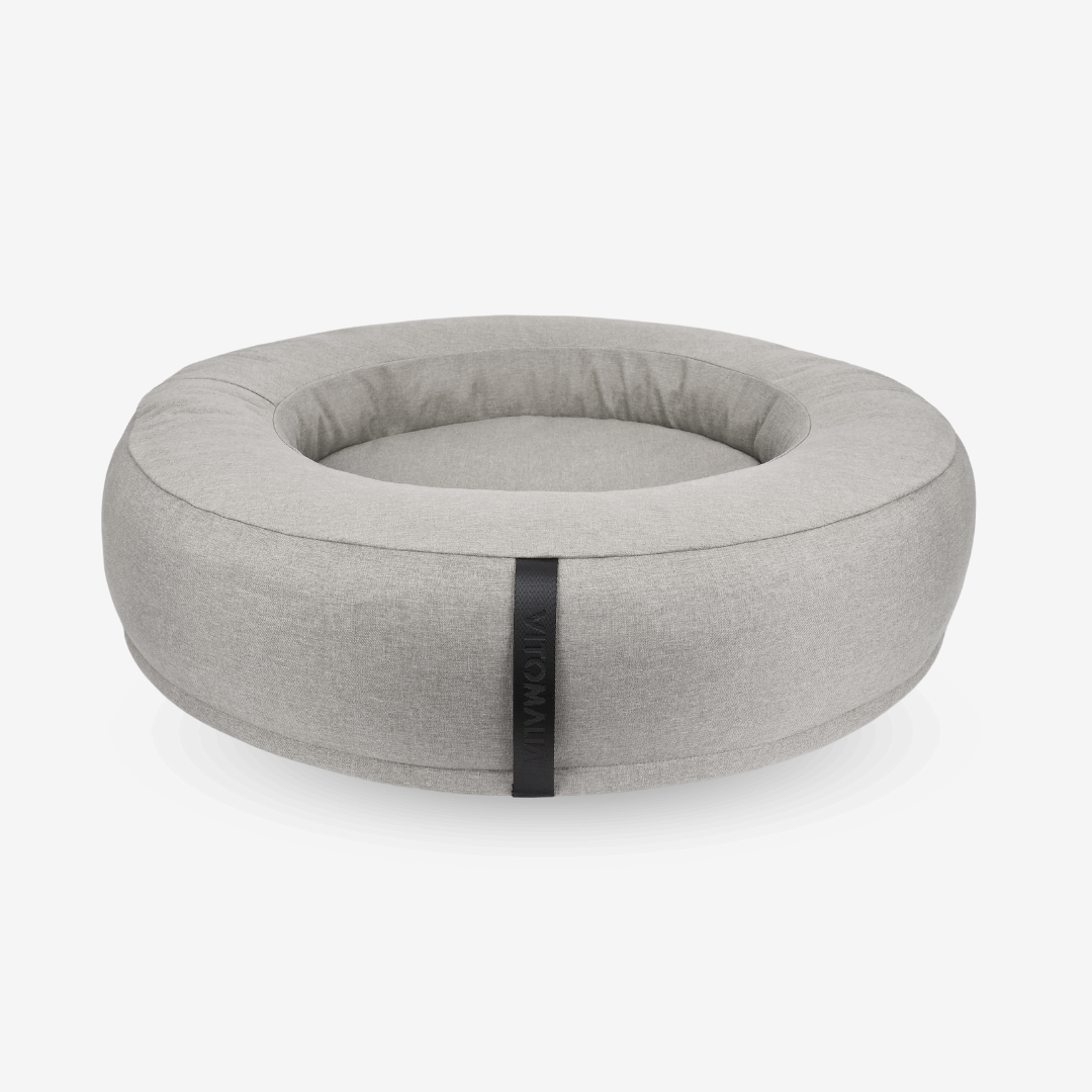 Orthopaedic donut Dog Bed - RePET Linen in light grey