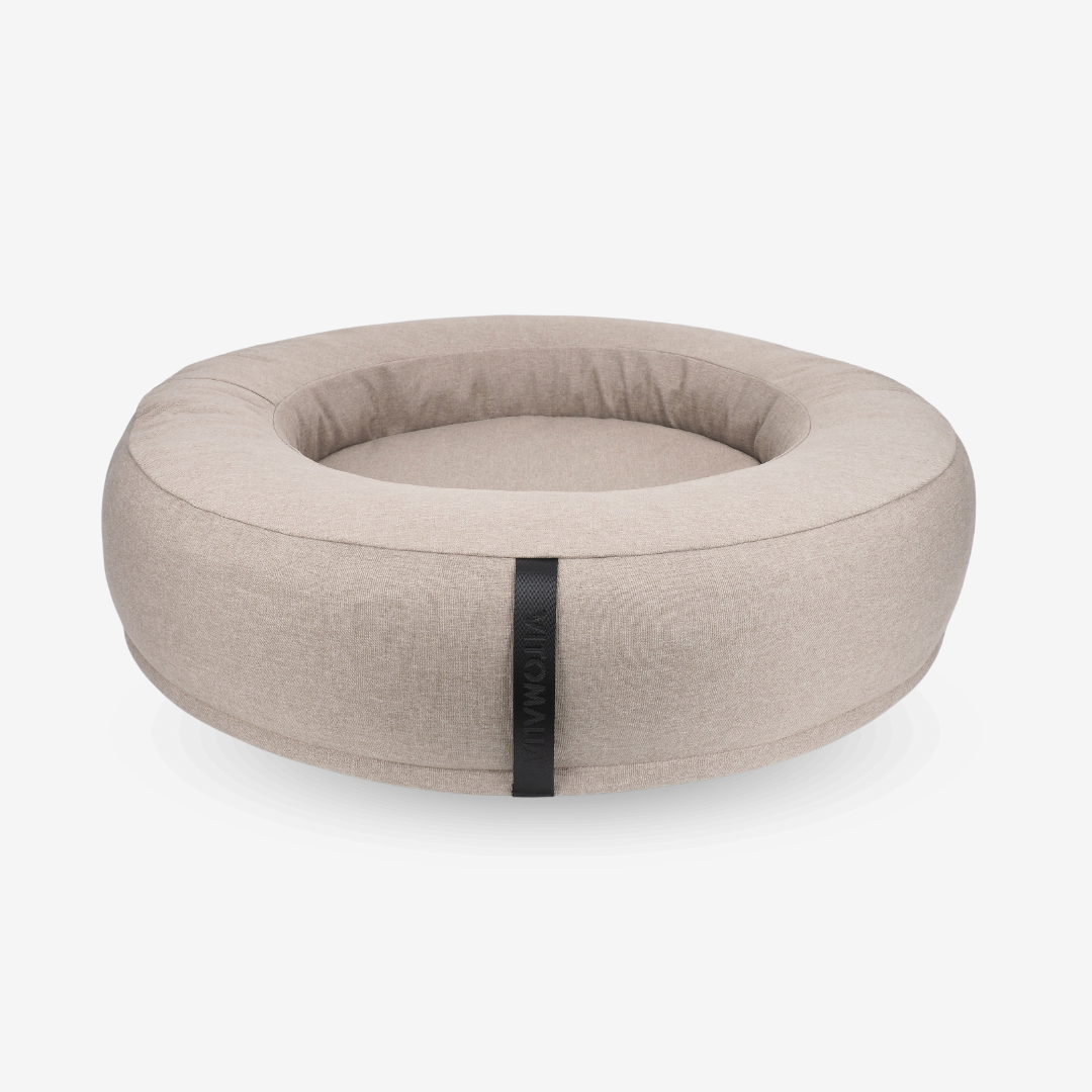 Orthopaedic donut Dog Bed - RePET Linen in taupe