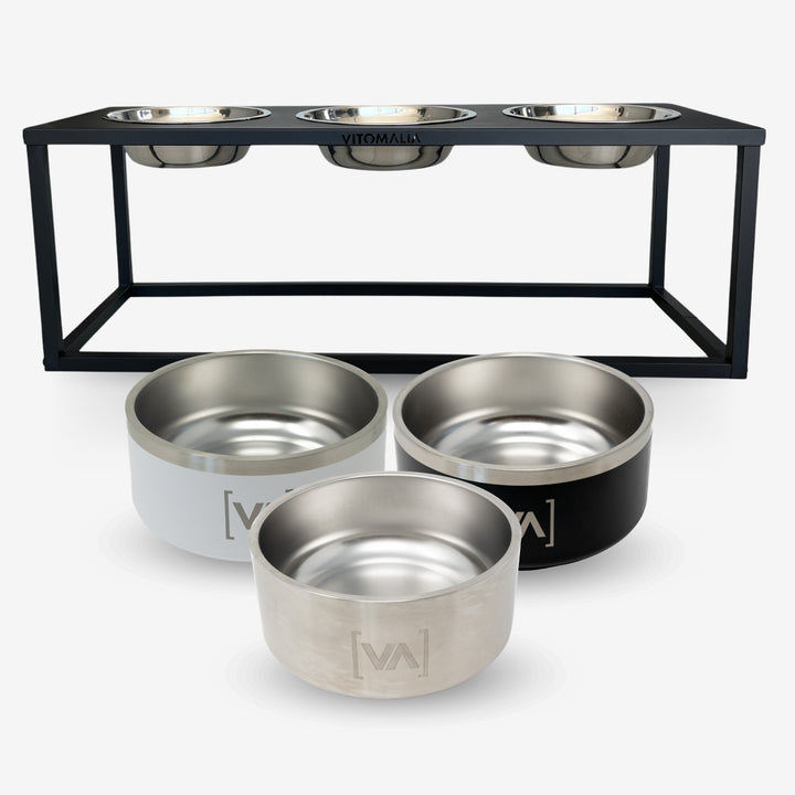 Bundle - Luxurious 3-piece Feeding Station for style-conscious dogs - 3-piece bowl set Easy Go Edition