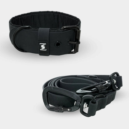 Bundle Aqua Edition Black Set - Collar + 2.2m triple adjustable Dog Leash