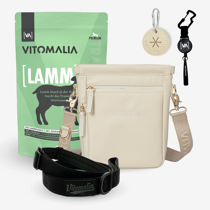 Bundle - Gassi-Komplett-Set-Beige-Lamm – Mit stilvoller Umhängetasche