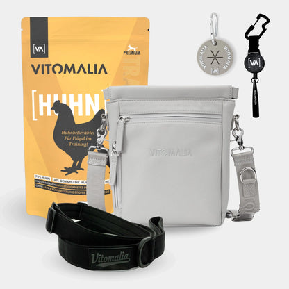 Bundle - Gassi-Komplett-Set-Grau-Huhn – Mit stilvoller Umhängetasche