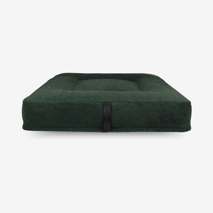 Ergonomic square dog cushion - RePET Teddy in forest green