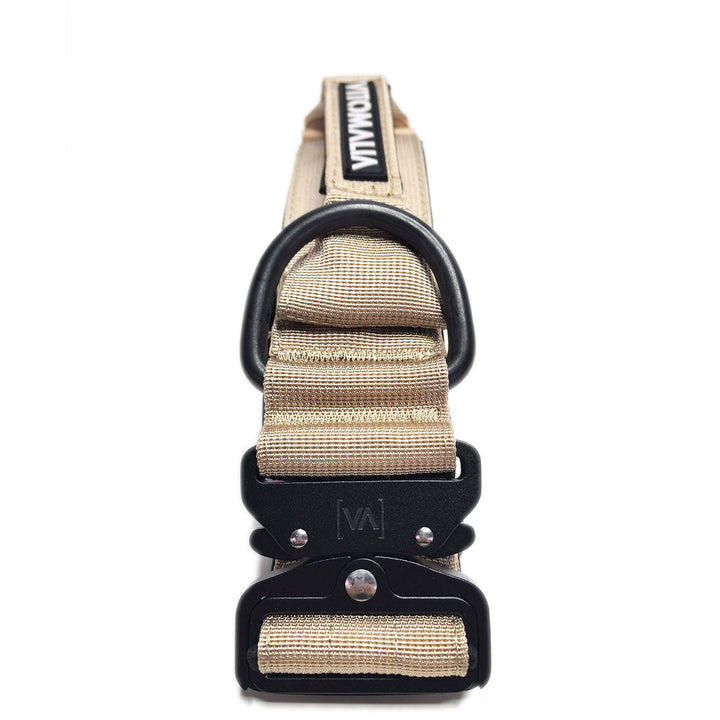 Taktisches Hundehalsband mit belastbarer Schnalle & Magnet Handgriff - Beige - Vitomalia - Hundehalsband Extreme Edition