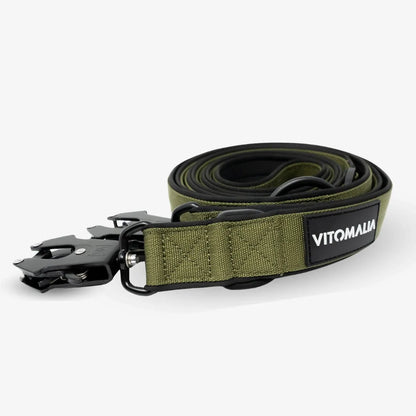 Taktische verstellbare Hundeleine mit Froschkarabiner aus Hartaluminum Khaki