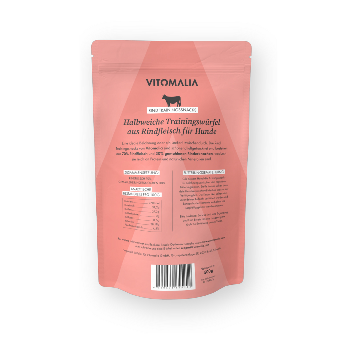 8er Trainingssnacks Bundle: Rind, Huhn, Kaninchen, Lamm, Ente, Wildschwein, Pferd & Hirsch – Gesamtgewicht 4kg (8x500g) - Vitomalia - Trainingssnacks